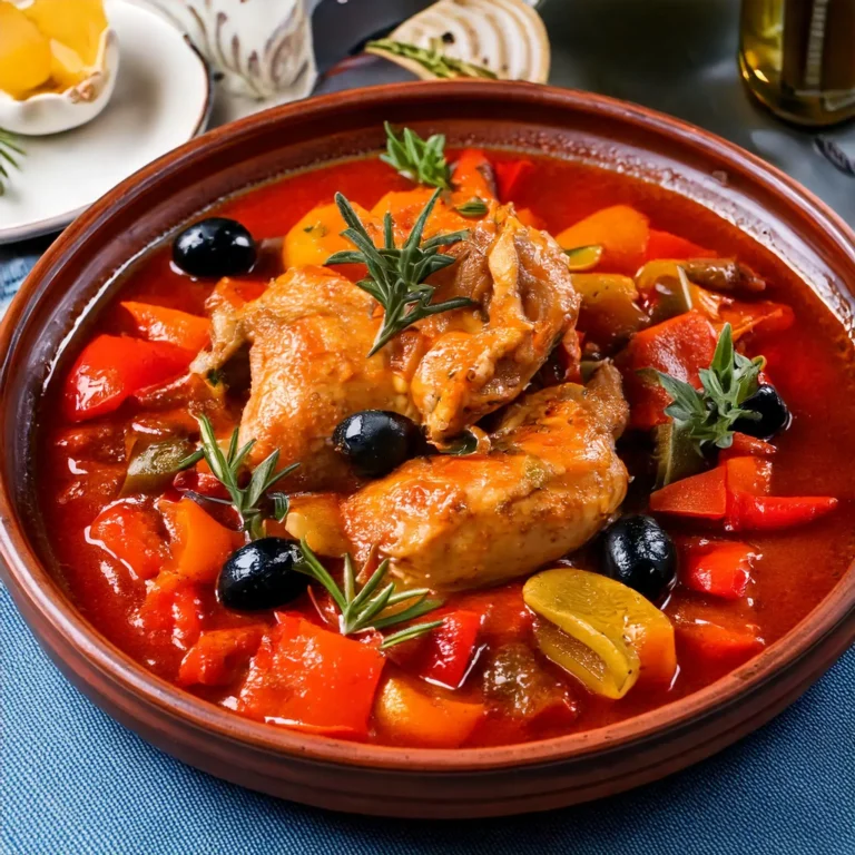 Lapin à la niçoise mijoté avec des légumes méditerranéens dans une cocotte, prêt à être servi avec du riz ou une ratatouille.