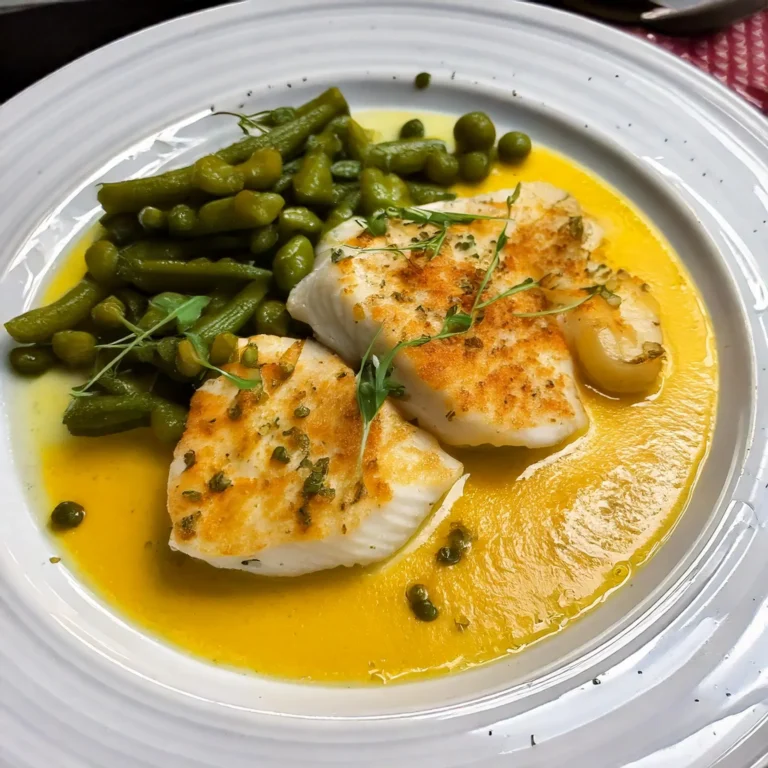 Filets de carrelet nappés de sauce crémeuse aux câpres, accompagnés de pommes de terre vapeur.