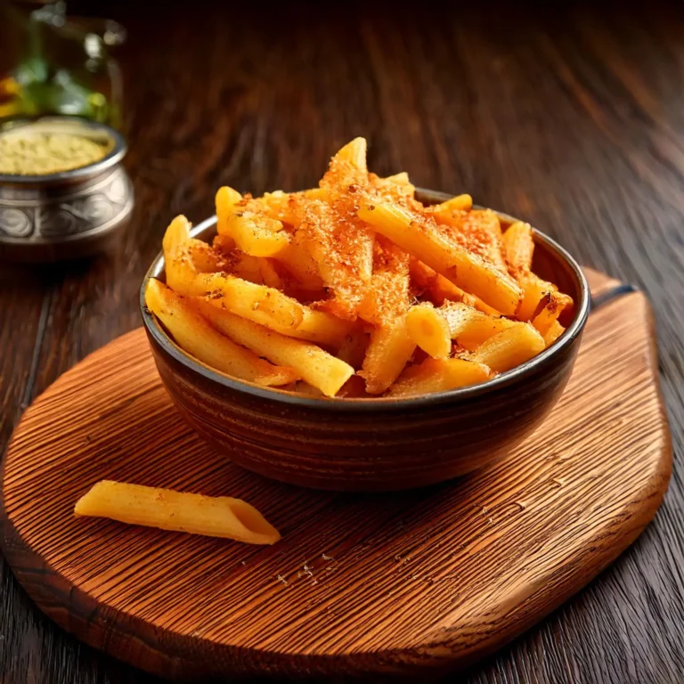 Bol de Pasta Chips dorées et croustillantes, servies avec une sauce marinara.