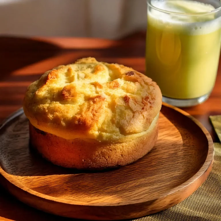 Pain Cloud Bread protéiné moelleux et doré, présenté sur une assiette avec un smoothie.