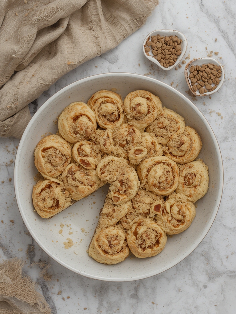 Ingrédients pour Kanelbullar sur un plan de travail en bois
