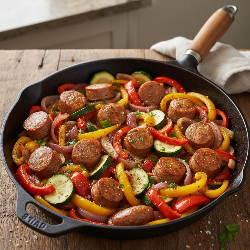 Poêlée de légumes et saucisses