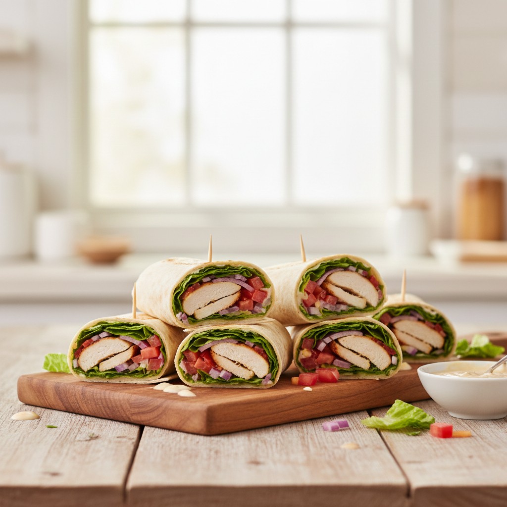 Wraps garnis de poulet et légumes